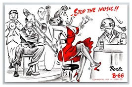 Comic Risqué Woman in Red  Trombone in the Bottom UNP Bortz Chrome Postcard L19 - £5.49 GBP