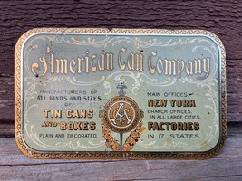 OLD 1904 WORLD&#39;S FAIR AMERICAN CAN COMPANY SMALL GRAPHIC TIN SIGN - £61.91 GBP