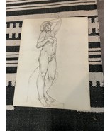 MCM Vintage 1940s Large 24&quot; Charcoal Drawing Figure Portrait Man Nude - $96.21 CAD