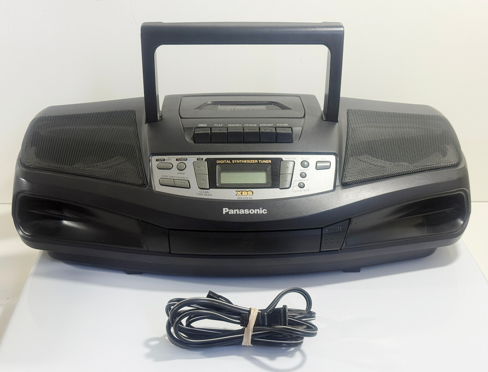 Vintage 1998 Panasonic Boombox Stereo XBS AM/FM Cassette CD Player Radio RX-DS16  			