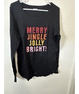 Old Navy Merry Jingle Holiday Long Sleeve Thermal Black Sleep Shirt Larg... - $27.22 CAD