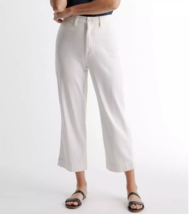 QUINCE White Organic Stretch Cotton Twill Wide Leg Cropped Pants size 25 - £31.13 GBP