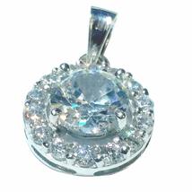 SwaraEcom 14K White Gold Plated AAA Cubic Zirconia Halo Pendant (3 Cttw) - £40.20 GBP