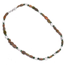 Natural Unakite Crystal Aventurine Gemstone Mix Shape Beads Necklace 17&quot; UB-6904 - £7.78 GBP