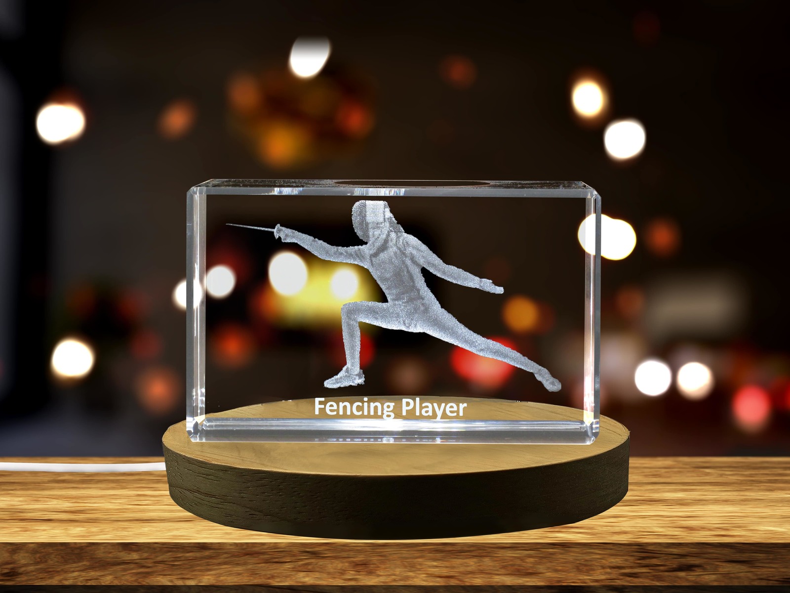 LED Base included | Fencing Player 3D Engraved Crystal 3D Engraved Crystal - $25.99+