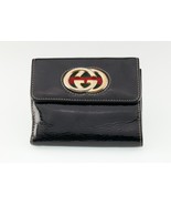 Gucci Black Patent Leather Britt Compact Bifold Wallet Nice! - $324.96 CAD