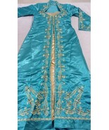 Handmade Algerian Kaftan – Turquoise &amp; Gold Embroidered Traditional Dress  - $260.51 CAD