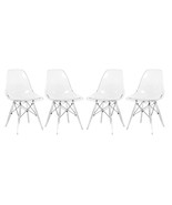 LeisureMod Dover Molded Side Chair with Acrylic Legs Set of 4 Transparen... - $7,261.44 MXN
