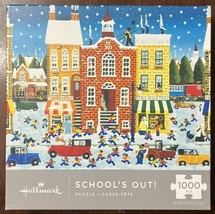 School&#39;s Out! Winter Scene Hallmark 1000 Piece Puzzle 30&quot; x 24&quot; COMPLETE! - £11.88 GBP