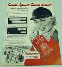 1952 Print Ad Pall Mall Cigarettes Horse Racing Track Lady in Jockey Hat Smokes - £8.34 GBP