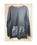 J. Crew Black Merino Wool Pullover Sweater Leather Pockets Womens Size L... - $41.98 CAD