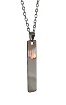 Steel Bar Necklace Statement Minimalist Mirror Pendant Unisex 18&quot; Chain  UK - £6.28 GBP