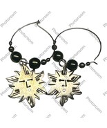 Vintage Sterling Dangle Earrings Taxco Mexico Signed Modernist Sun Design - $109.04 CAD