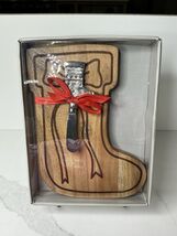 Kirkland's Wooden Serving Cheese Board with Knife Boot Bow New - $21.73