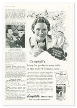 Print Ad Campbell&#39;s Tomato Juice Garden-Fresh Flavor 1938 3/4-Page Advertisement - £7.77 GBP