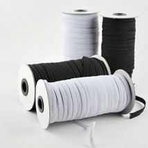 Flat Braided Elastic Band Roll 1/8&quot; (3mm) width White/ Black 120 Yards Roll - £12.55 GBP
