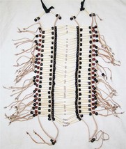 LARGE NATIVE INDIAN STYLE BONE BREAST CHEST PLATE BLACK &amp; BURGANDY beads... - £48.27 GBP