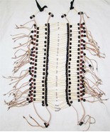 LARGE NATIVE INDIAN STYLE BONE BREAST CHEST PLATE BLACK & BURGANDY beads LEATHER - $61.75