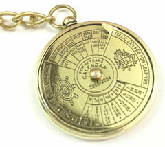 50 Year Perpetual Calendar Key chain Antique Brass Nautical Vintage Style gift - £9.74 GBP
