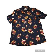 George Santa Print Button Up Christmas Holiday Party Shirt, Large - $16.82