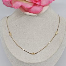 Delicate 14K Yellow Gold Flat Station Chain Choker Necklace 1.5 Grams 14.5&quot; - £62.92 GBP