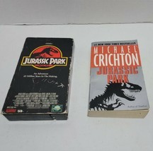 Jurassic Park lot VHS by Steven Spielberg 1993 &amp; Michael Crichton Paperback book - £2.75 GBP