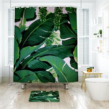 Banana Leaf Pattern 03 Shower Curtain Bath Mat Bathroom Waterproof Decorative Ba - £18.37 GBP+