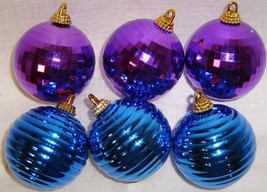 Vintage Plastic PURPLE &amp; BLUE Disco Christmas Ornaments - £11.99 GBP