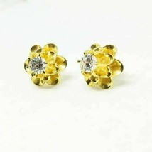 2.50CT Simulated Diamond Buttercup Stud Earrings 14k Yellow Gold Plated - £64.45 GBP