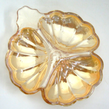 Vintage Jeannette Marigold Doric 3-Part Dish Peach Luster Clover Shape F... - £4.63 GBP