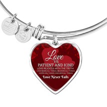 Love Is Patient And It Never Fails Stainless Steel or 18k Gold  Heart Bracelet  - £37.92 GBP+