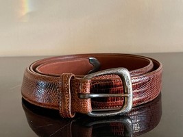 Polo Ralph Lauren Genuine Lizard Leather Size 40 Belt with Sterling Buckle - $197.01