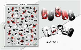 Nail art 3D stickers decal black butterfly dragonfly ladybug ant bee CA612 - £2.54 GBP