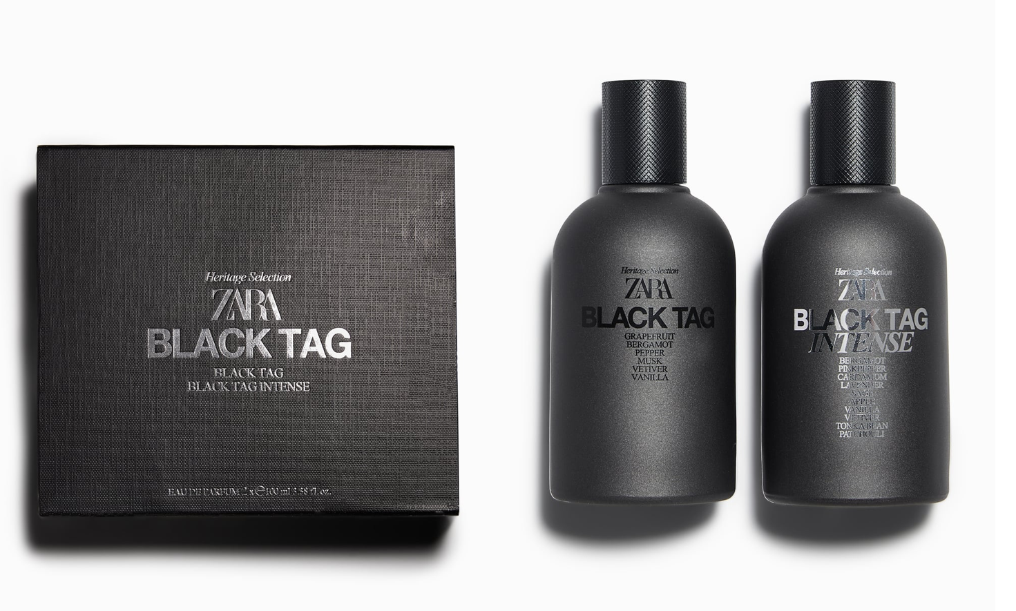 Zara Black Tag & Black Tag Intense Duo Set 2 x 100 ml 3.38 oz Eau Parfum Men