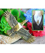 Vintage Arch Avary Eagle Bird Pendant Necklace Gold Brass Signed 1988 - €39,03 EUR