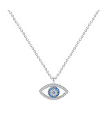 925 Sterling Silver Jewelry Atmospheric Blue Eye Necklace Eye Pendant - $342.45 MXN