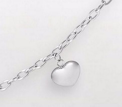 Silver Plated Stainless Steel Heart Chain Link Bracelet Satin Pouch Gift... - £23.37 GBP