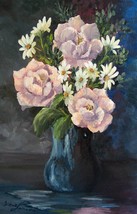 Roses and Daisies and spill Realistic Original Oil Painting by Irene Liv... - $300.00