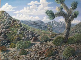 Desert Joshua Mountains Original Oil Painting By Irene Livermore  - £904.79 GBP