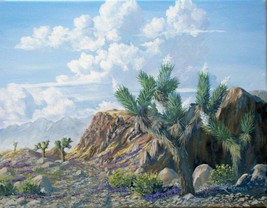Western Blooming Desert Original Landscape Oil Painting By Irene Livermore  - £235.98 GBP