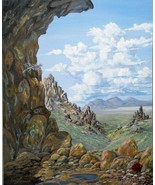 Desert Rocks Lichen and Wild Flowers Original  Oil Painting by Irene Liv... - £476.94 GBP