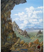 Desert Rocks Lichen and Wild Flowers Original  Oil Painting by Irene Liv... - £471.97 GBP