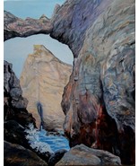 Cape Kiwanda Keyhole Seascape Oregon Original Oil Painting by Irene Live... - £601.77 GBP