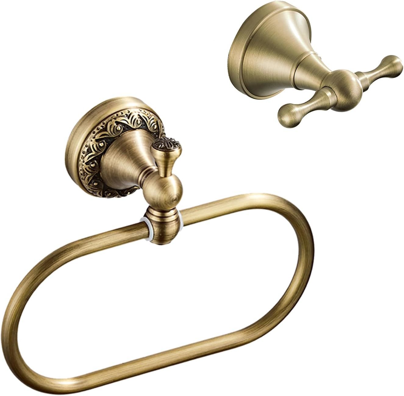 Flybath Oval Towel Ring With Towel Hook Set Wall Mounted Bathroom Access... - $43.98