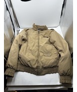 Vintage Sean John Tan Authentic Aviator Full Zip Bomber Jacket Men&#39;s Lar... - $44.54