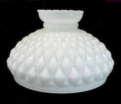 Diamond Quilted White Case Glass Student Lamp Shade 10&quot; - £47.32 GBP