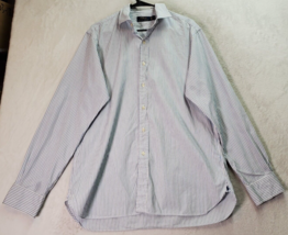 Polo Ralph Lauren Dress Shirt Mens Size 16.5 White Blue Striped Logo Button Down - £14.31 GBP