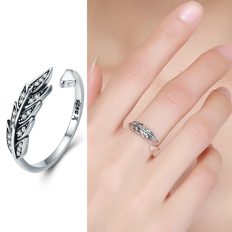 925 Sterling Silver Vintage Trend Rings French Style Clear CZ Adjustable Finger  - £18.16 GBP