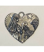 Marcie USA pewter pendant Christmas shepherd sheep heart shaped 2.25&quot; ac... - $152.05 MXN