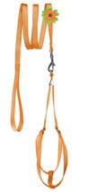 Mesh Step-In Nylon Harness + Flower Leash Orange 17-21&quot; - £22.65 GBP